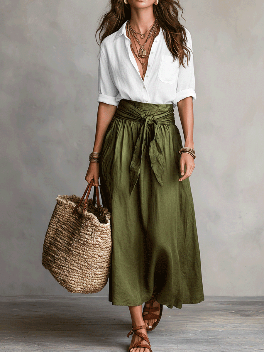 Flowy Two-Piece Skirt and Top Set for Women | Bohemian Summer Co-ord