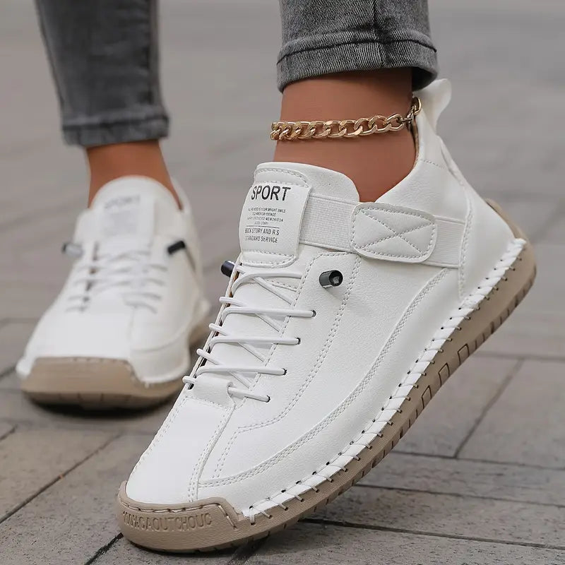 Leather Cushioned Lace-Up Orthopedic Support Everyday Trainers for Women