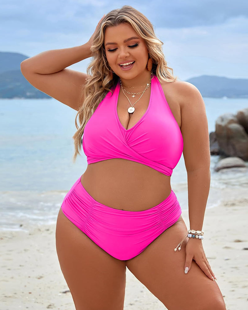Women Bikini | Halter Neck Wrap Front High Waist