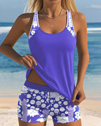 Floral Two-Piece Swimsuit for Women | Tank Top and Shorts Set