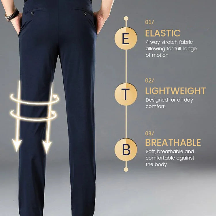 Stretch Loose Fit Trousers with Elastic Waist for Men | Work and Casual Wear