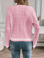 Cable Knit Open Front Buttoned Cardigan for Women | Work and Casual Wear