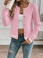 Cable Knit Open Front Buttoned Cardigan for Women | Work and Casual Wear