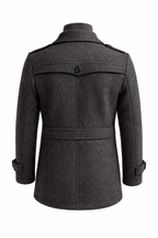 Wool Blend Double-Breasted Long Overcoat for Men