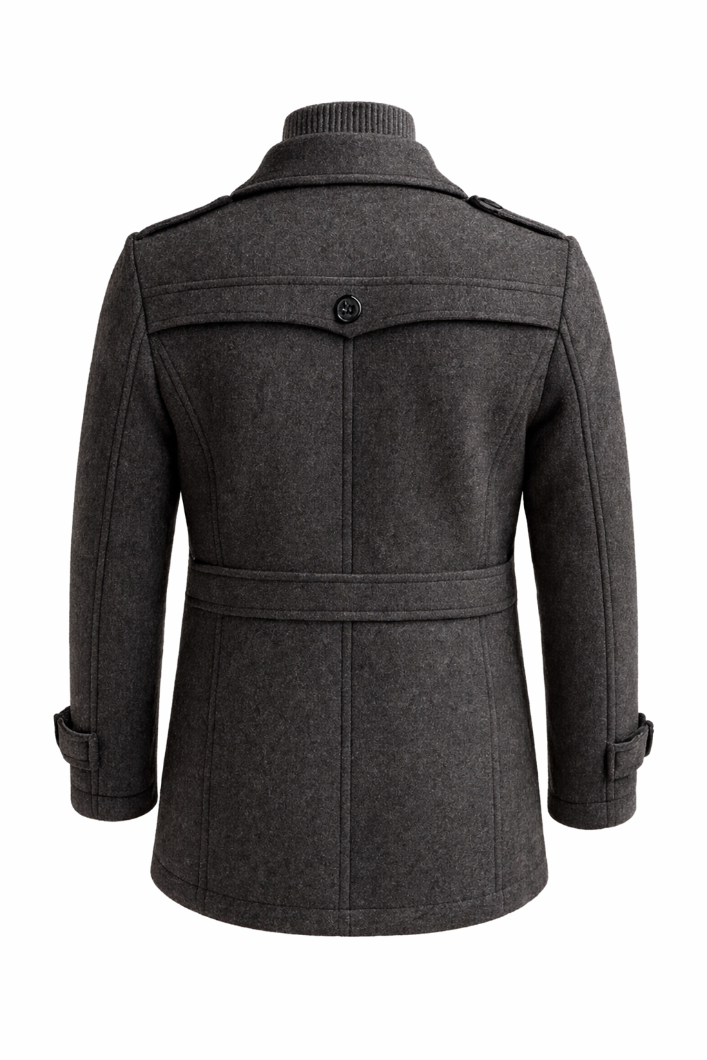 Wool Blend Double-Breasted Long Overcoat for Men