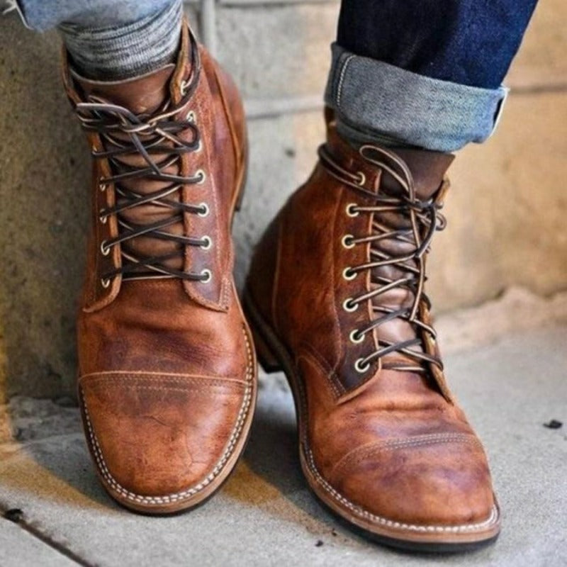 Brown Lace-Up Oxford Shoes for Men