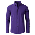 Stretch Slim Fit Wrinkle Resistant Dress Shirt for Men | Office to Evening