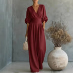 Wide-Leg Wrap V-Neck Jumpsuit for Women | Summer Occasion