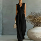 Wide-Leg Wrap V-Neck Jumpsuit for Women | Summer Occasion