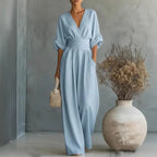 Wide-Leg Wrap V-Neck Jumpsuit for Women | Summer Occasion