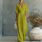 Wide-Leg Wrap V-Neck Jumpsuit for Women | Summer Occasion