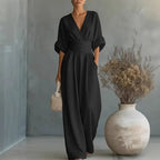Wide-Leg Wrap V-Neck Jumpsuit for Women | Summer Occasion