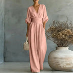 Wide-Leg Wrap V-Neck Jumpsuit for Women | Summer Occasion