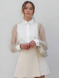 Women Blouse | Button front with transparent long sleeves