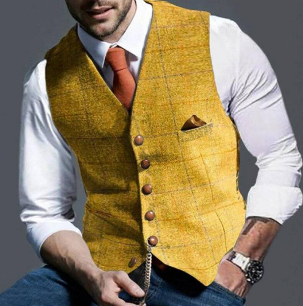 Structured Retro Style Waistcoat for Men | Smart Casual Occasion Wear