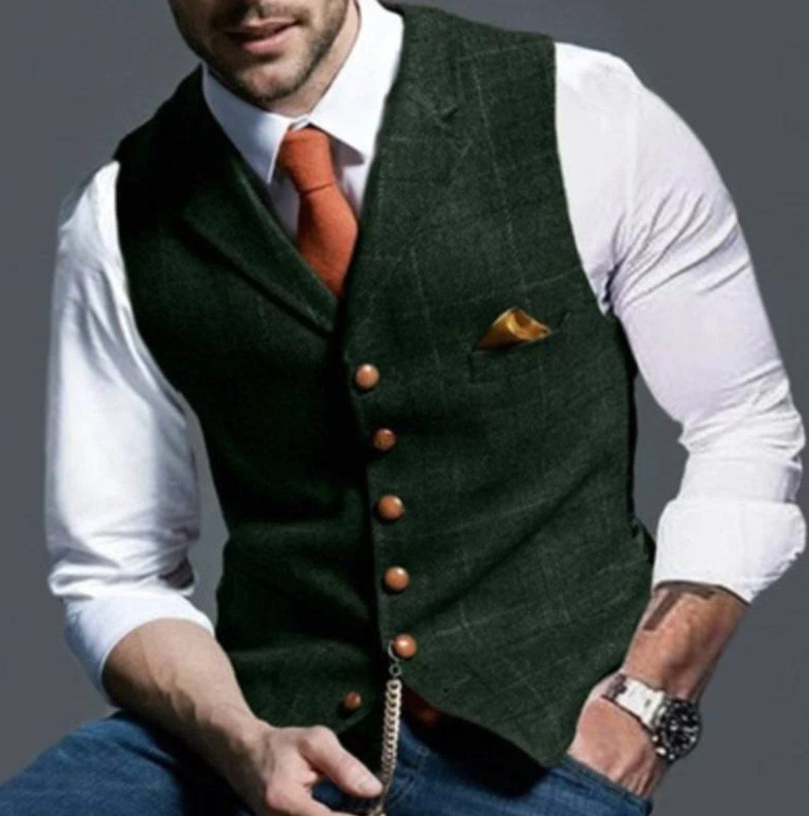 Structured Retro Style Waistcoat for Men | Smart Casual Occasion Wear