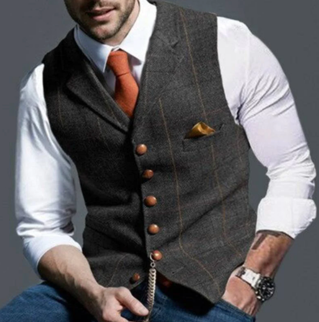 Structured Retro Style Waistcoat for Men | Smart Casual Occasion Wear