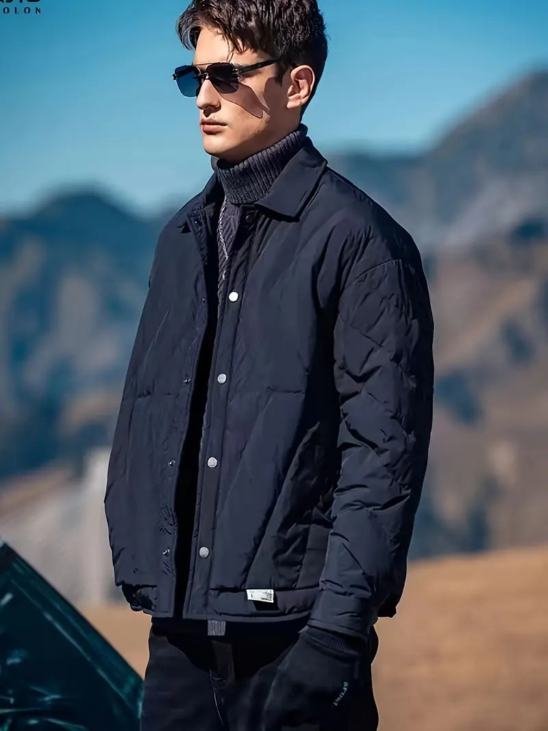 Men Jacket | Button front with collar and quilted stitching