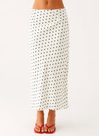 Black Polka Dot Midi Skirt for Women | Elasticated Waistband Design