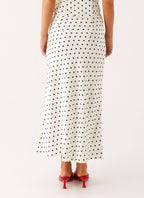Black Polka Dot Midi Skirt for Women | Elasticated Waistband Design
