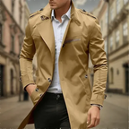 Double Breasted Long Raincoat for Men | Classic Winter Outerwear Collection