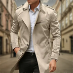 Double Breasted Long Raincoat for Men | Classic Winter Outerwear Collection