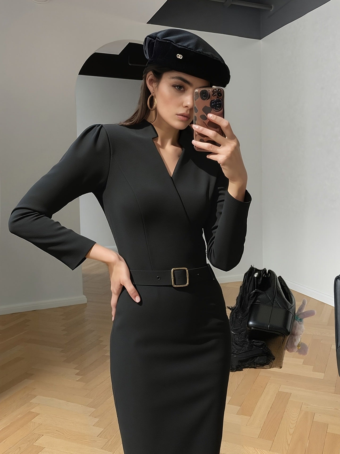 Midi Wrap Neckline Dress for Women
