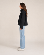 Double-Breasted Short Coat for Women | High Collar Relaxed Fit
