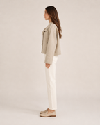 Double-Breasted Short Coat for Women | High Collar Relaxed Fit