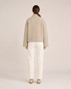 Double-Breasted Short Coat for Women | High Collar Relaxed Fit