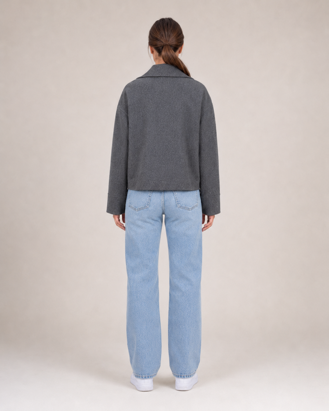 Double-Breasted Short Coat for Women | High Collar Relaxed Fit
