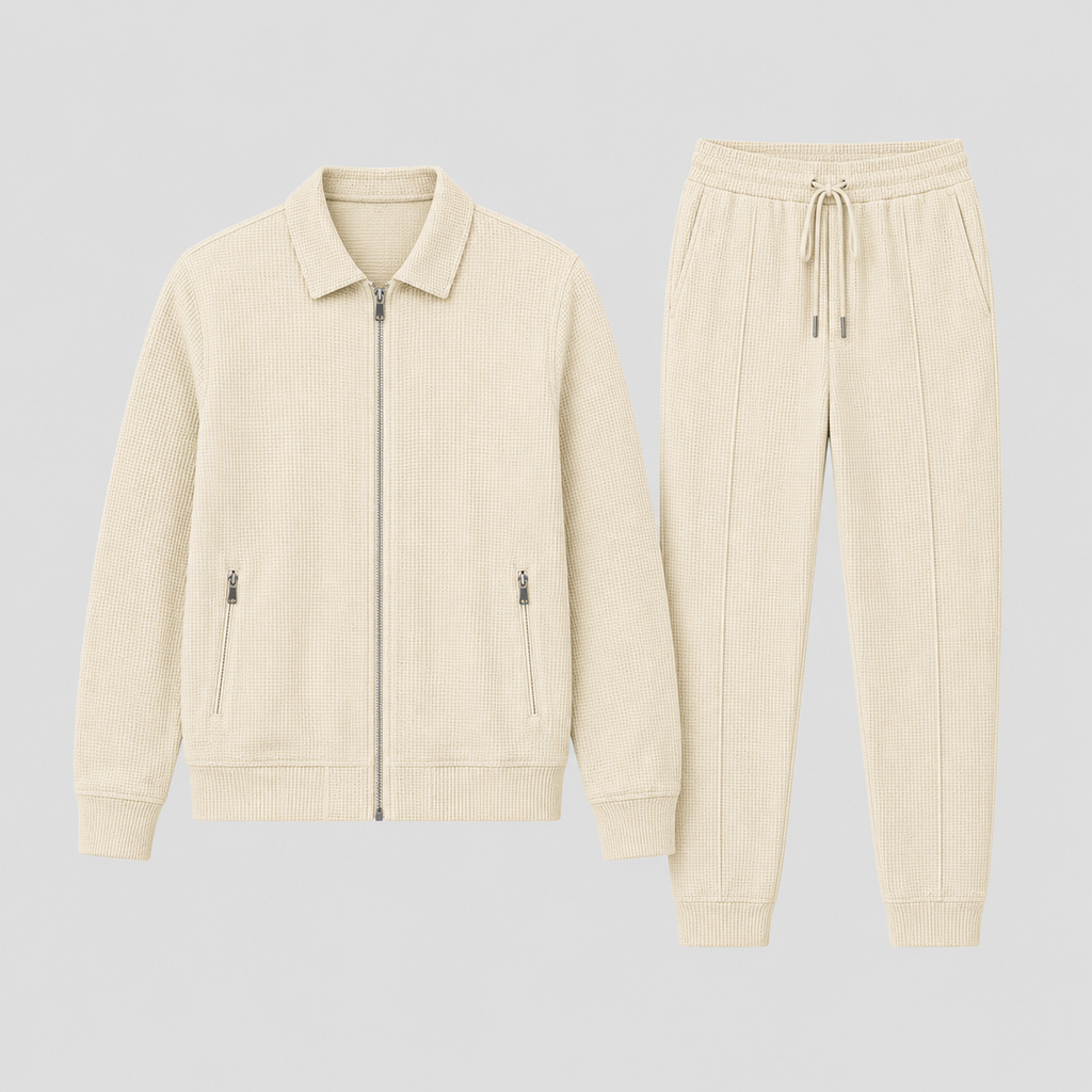 Comfort Fit Zip Jacket and Trousers Tracksuit Set for Men | Casual Travel Wear