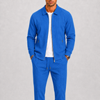 Comfort Fit Zip Jacket and Trousers Tracksuit Set for Men | Casual Travel Wear