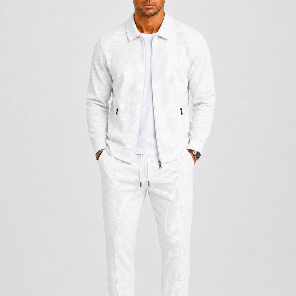 Comfort Fit Zip Jacket and Trousers Tracksuit Set for Men | Casual Travel Wear