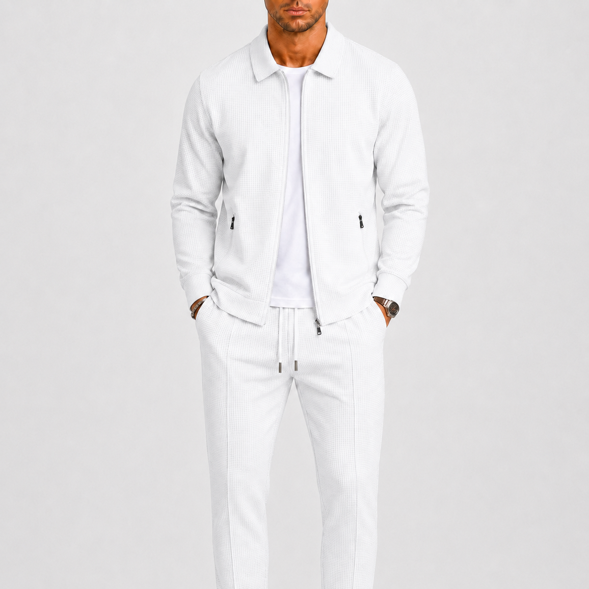 Comfort Fit Zip Jacket and Trousers Tracksuit Set for Men | Casual Travel Wear
