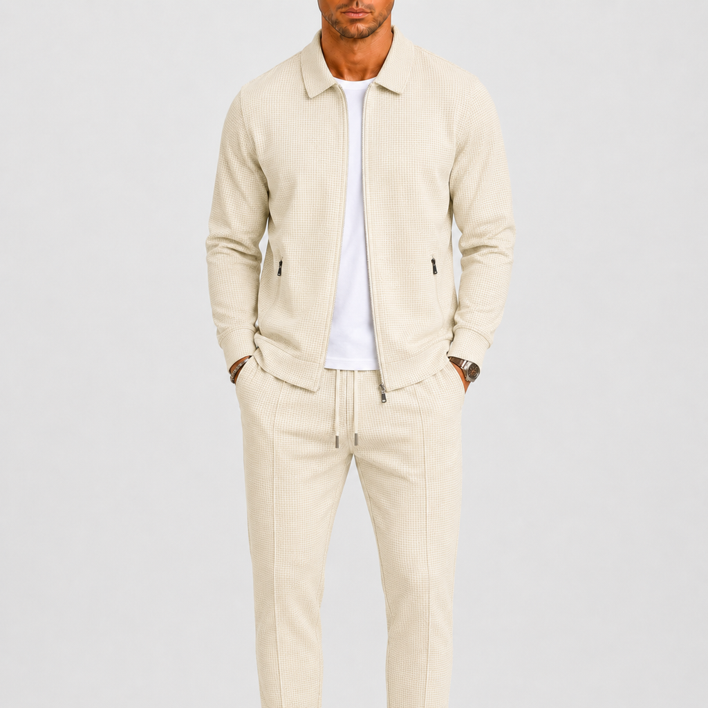 Comfort Fit Zip Jacket and Trousers Tracksuit Set for Men | Casual Travel Wear