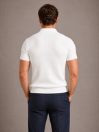 Ribbed Slim Fit Zip Neck Short Sleeve Polo Shirt for Men | Summer Casual Wear