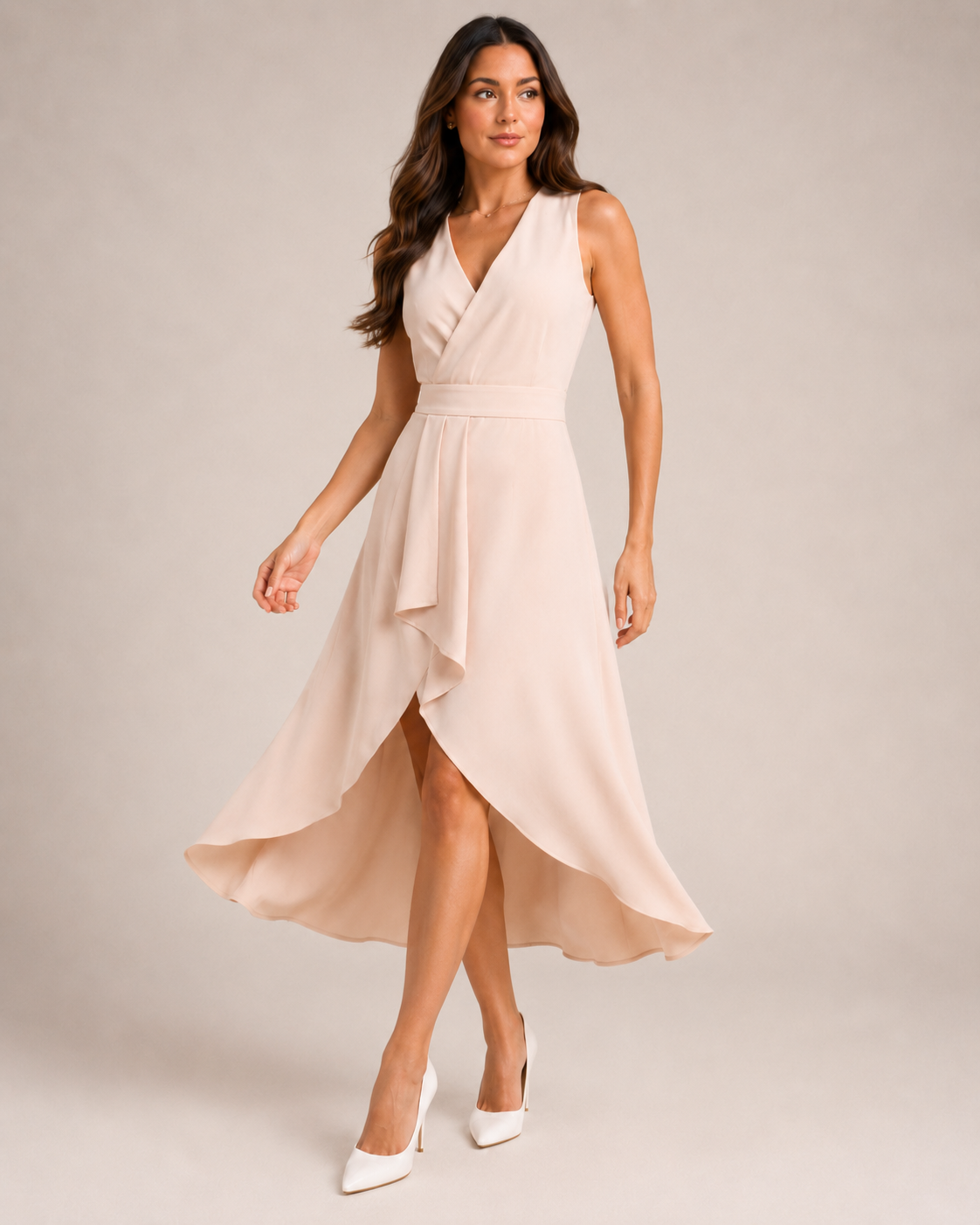 Lace Sleeveless Maxi Dress with Fitted Waist for Women | Wedding Occasion