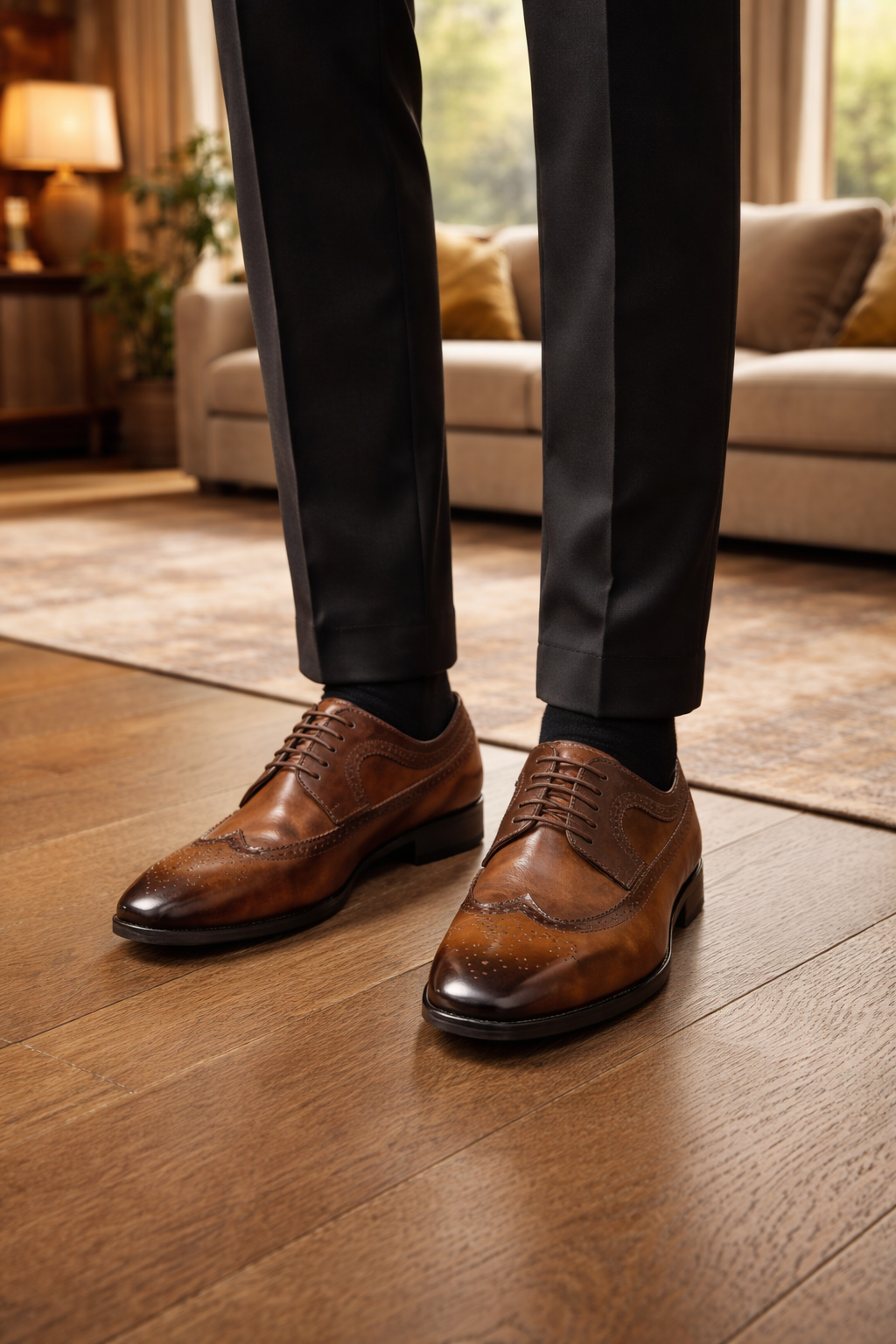 Leather Brogue Oxford Shoes for Men | Lace Up Formal Occasion Footwear