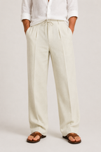 Linen Drawstring Relaxed Fit Trousers for Men | Summer Holiday