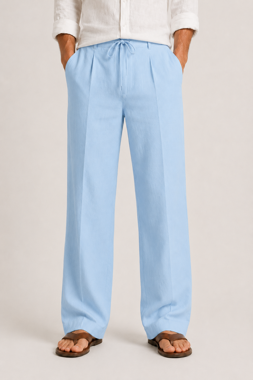 Linen Drawstring Relaxed Fit Trousers for Men | Summer Holiday