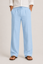 Linen Drawstring Relaxed Fit Trousers for Men | Summer Holiday
