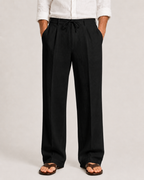 Linen Drawstring Relaxed Fit Trousers for Men | Summer Holiday