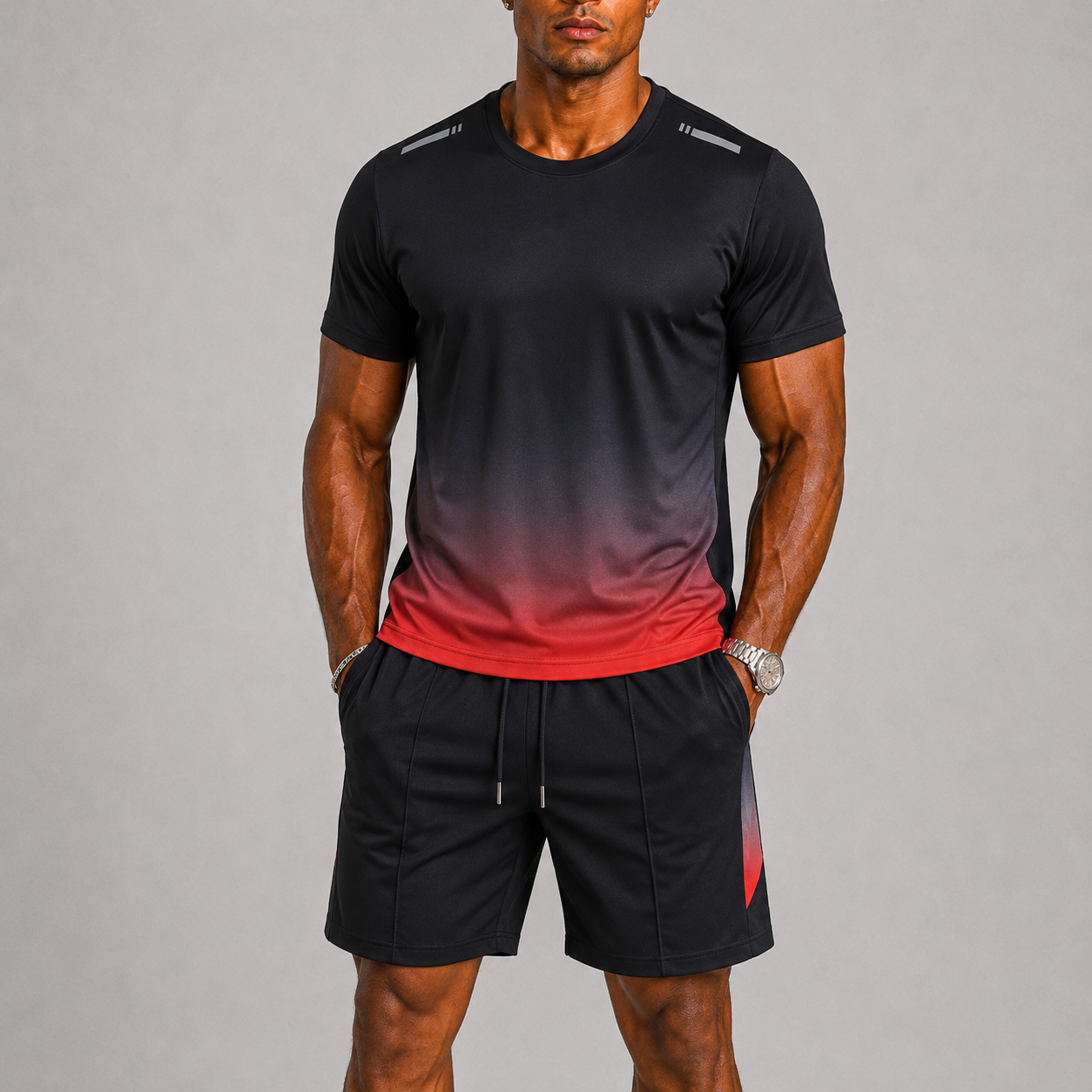 Quick-Dry Gradient Print Sports Set for Men | Training and Running