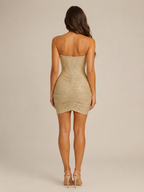 Glossy One Shoulder Wrap Minidress for Women | Evening Party Wear