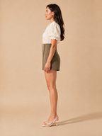High-Waist A-Line Shorts with Button Detail for Women