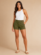 Fitted Double-Button High-Waist Shorts for Women