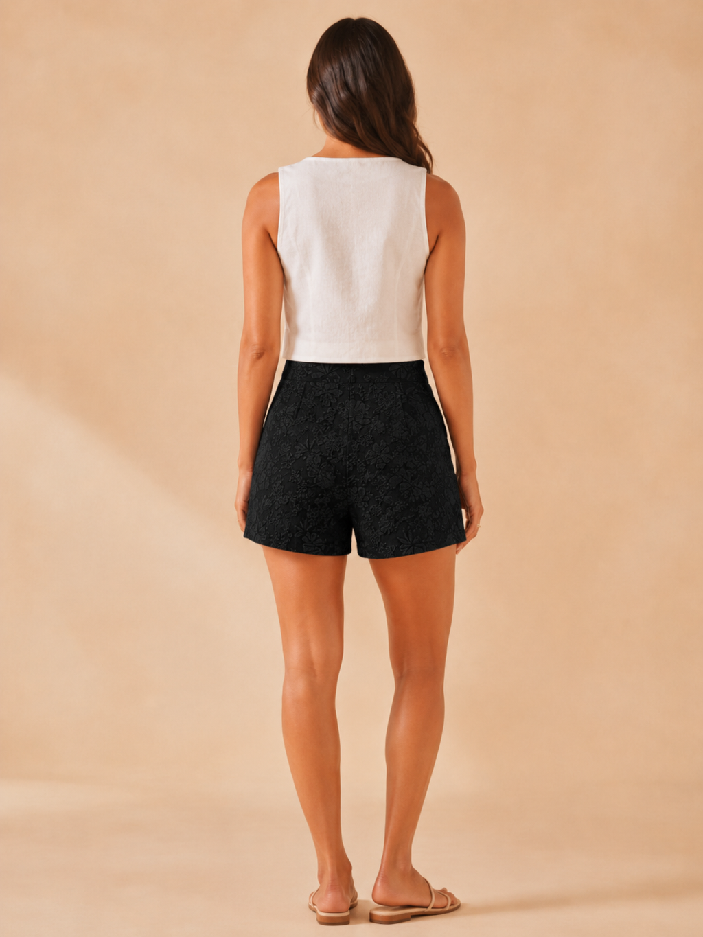High-Waist Jacquard Shorts with Straight Leg for Women