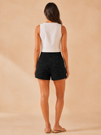 High-Waist Jacquard Shorts with Straight Leg for Women