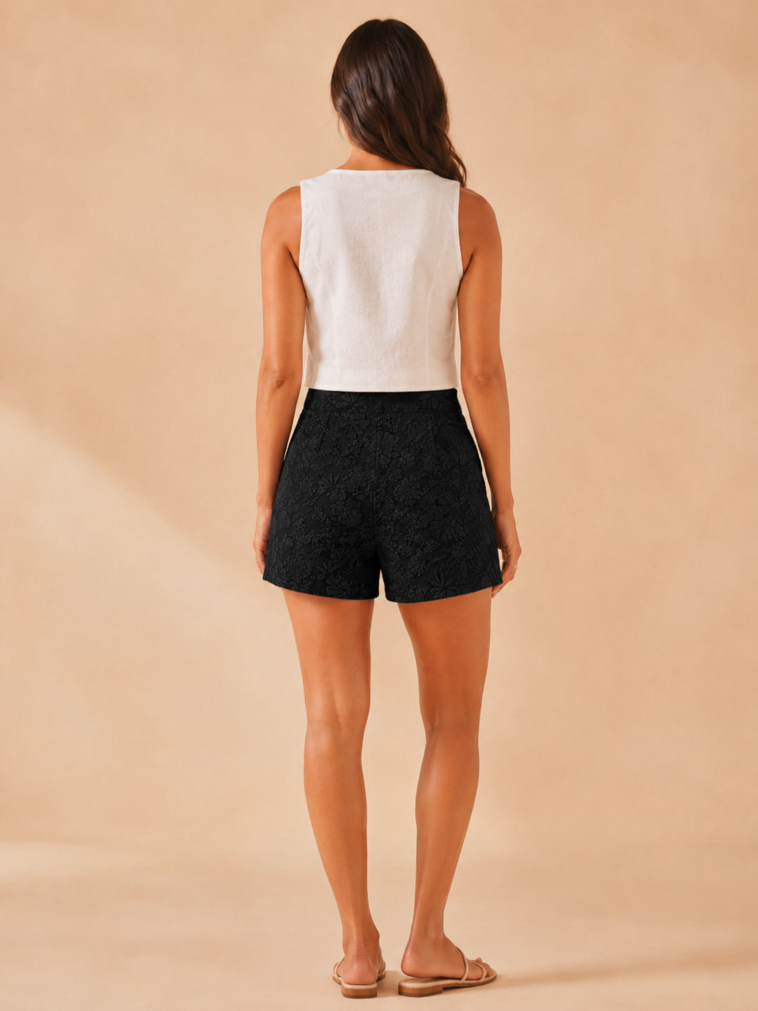 High-Waist Jacquard Shorts with Straight Leg for Women